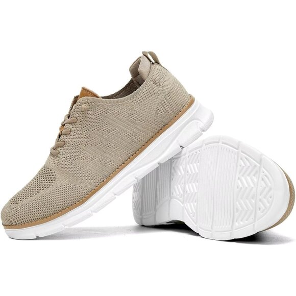 ⚡Men's X1-Khaki Mesh Oxfords Lace-Up Lightweight Casual Walking Driving Sneakers - Picture 7 of 7